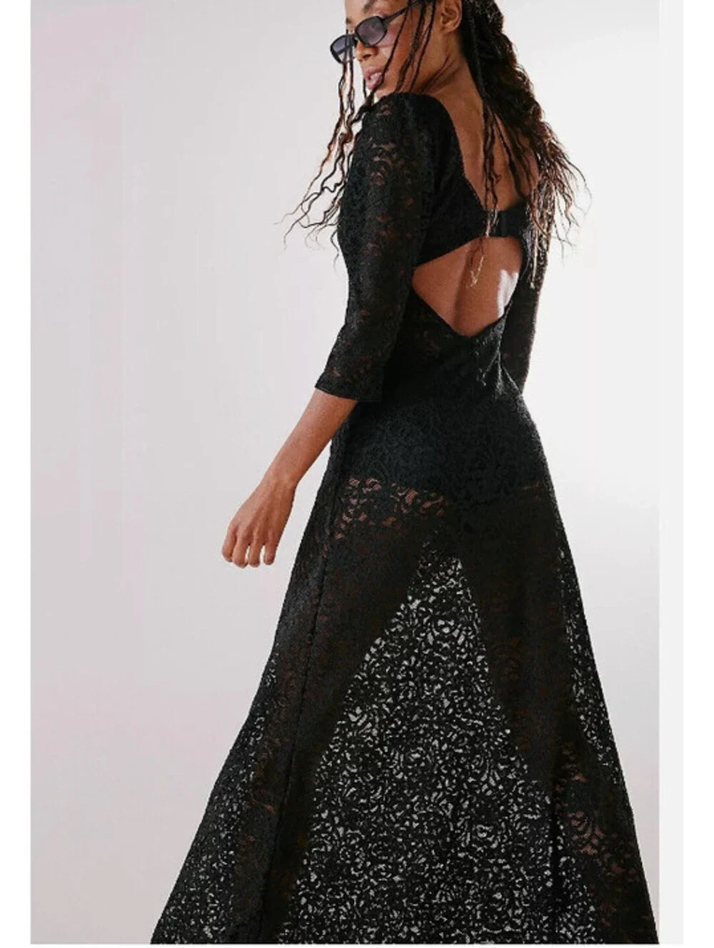 Free People Adored Maxi Dress Black Lace size M $198msrp NWT